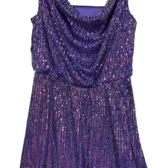 Shein Sequin Cowl Neck Spaghetti Strap Dress Womens S Lavender Glam Retro NWOT - Picture 6 of 9